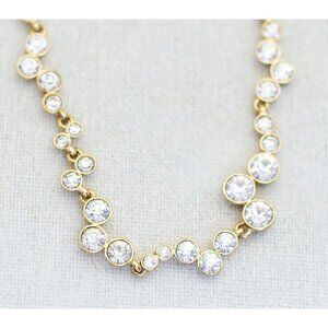 18 inch, Vintage Rhinestones Gold Tone Necklace by Anne Klein - i1